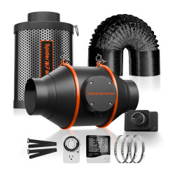 Spider Farmer sada ventilátora a filtra 4" s programovateľným ovládačom